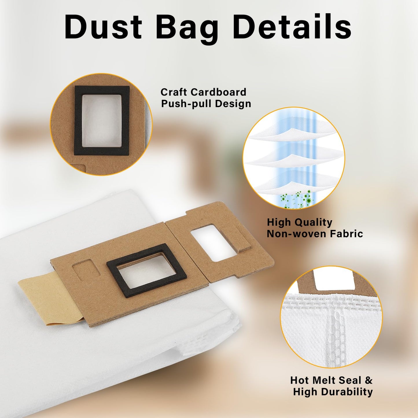 Dust Bag for Roborock S7/S7+ Vacuum Cleaner Auto-Empty Dock, 3L Large Capacity Cleaner Bag(7pack)