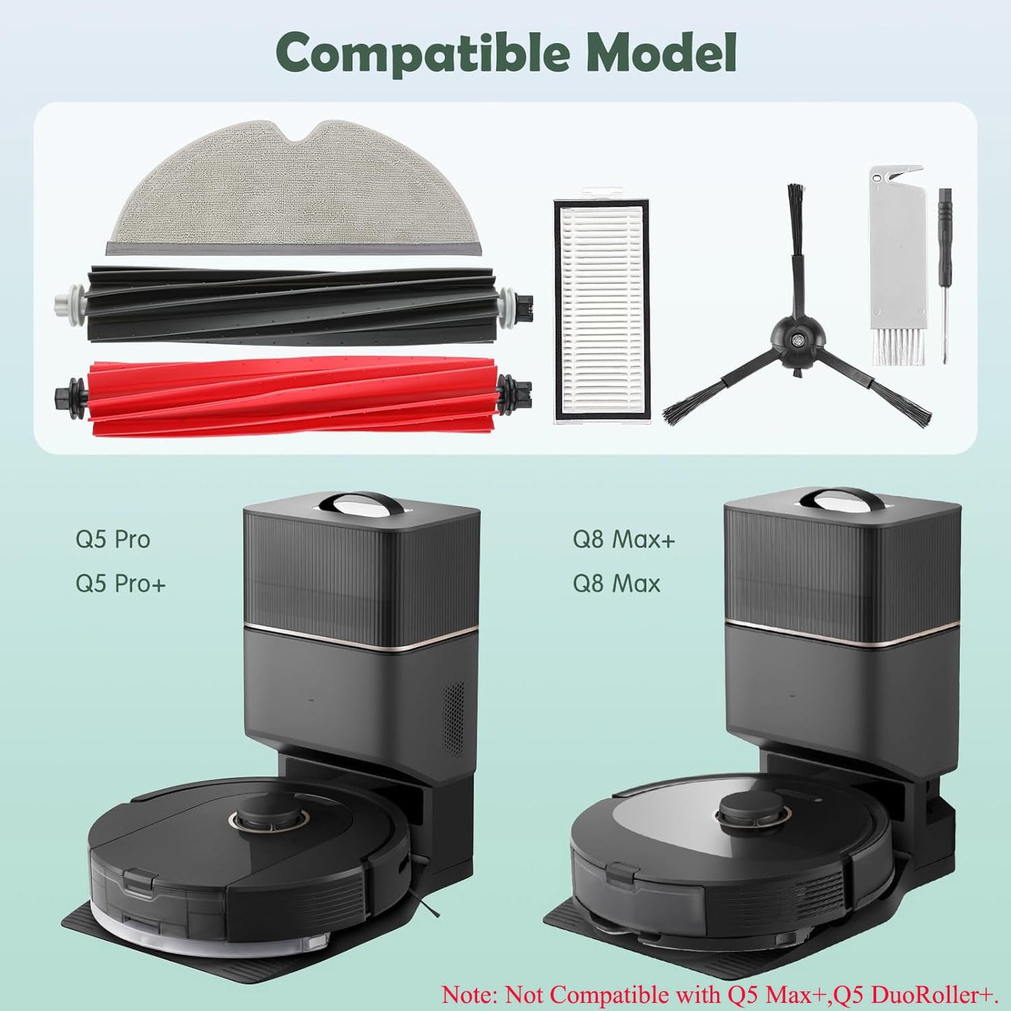 Accessories Kit Replacement Compatible with Roborock Q5 Pro / Q8 Max series Robot Vacuum(17 Pack)