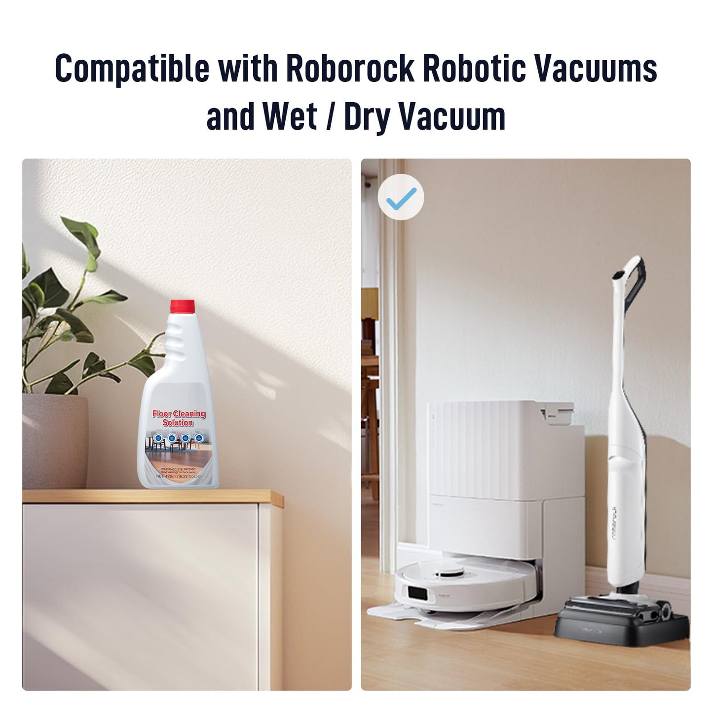 Roborock Official Floor Cleaning Solution, Compatible Robot Vacuums with Mopping and Wet Dry Vacuum(480ml)
