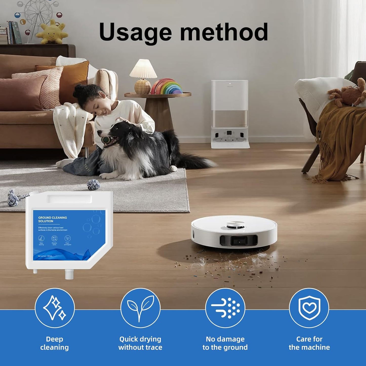 Floor Cleaning Solution Compatible with Dreame Cleaning Solution, Multi-Surface Original Flavor L10 Ultra Detergent, Compatible with L10s Ultra Robot Vacuum (300ml)