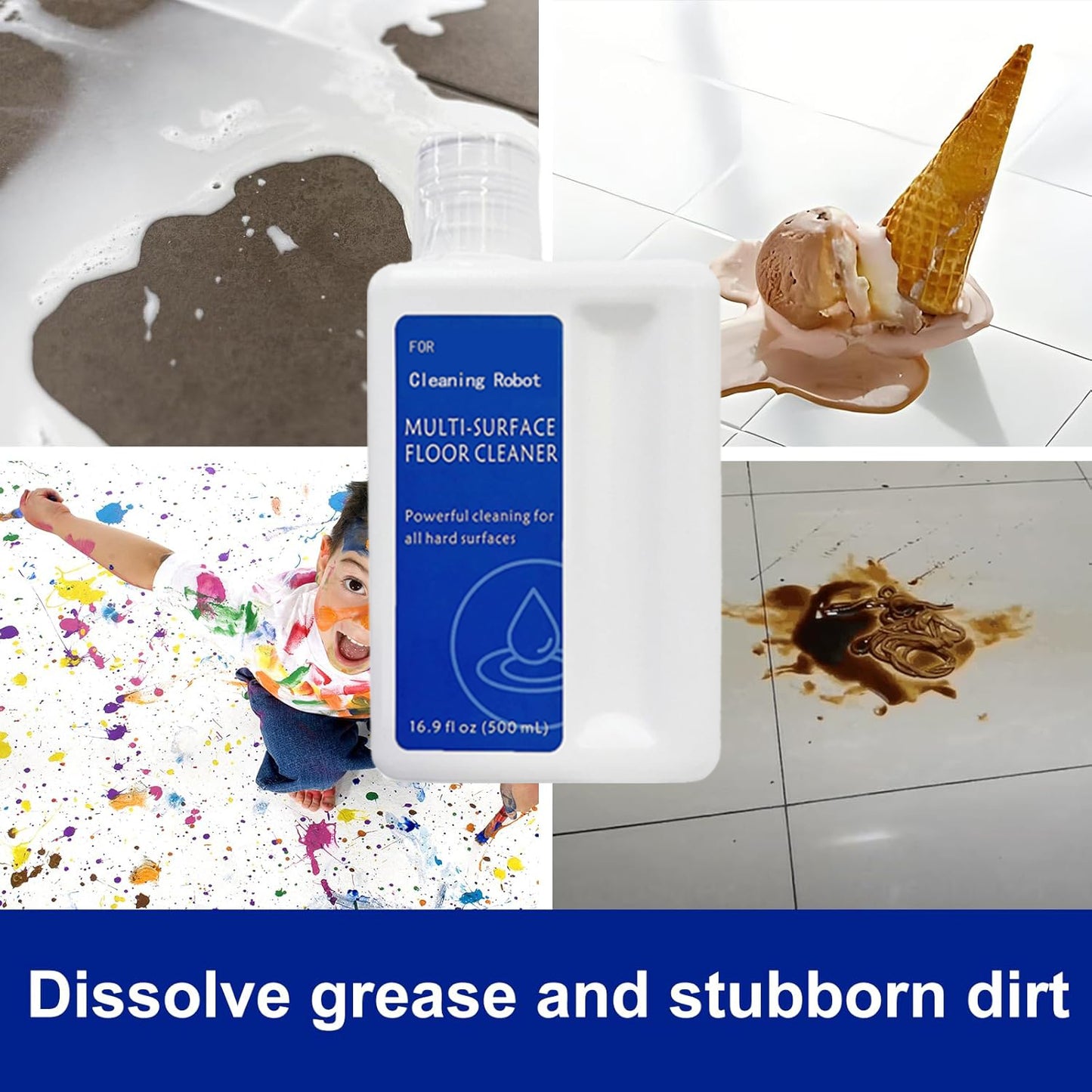 Floor Cleaning Solution Original Scent Compatible with Dreame Cleaning Solution, Residue & Streak Free, Suitable for All Robot Vacuum Cleaners and Wireless Wet Dry Dual-Use Vacuum Cleaners 2Pcs 500mL