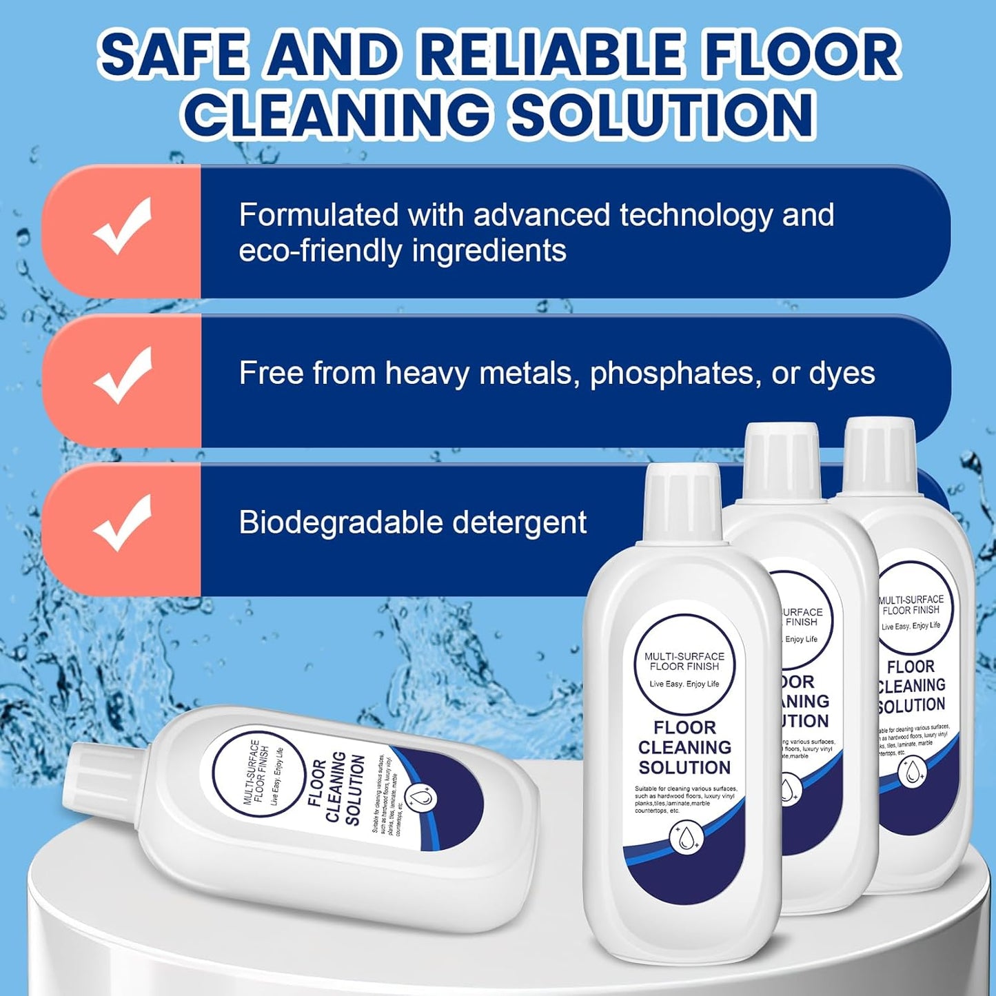 Multi-Surface Floor Cleaning Solution Compatible with Tineco, Cleaner Refill for All Mopping Robot Vacuums and Cordless Wet/Dry Mops (2 Bottle Pack, 500ml)