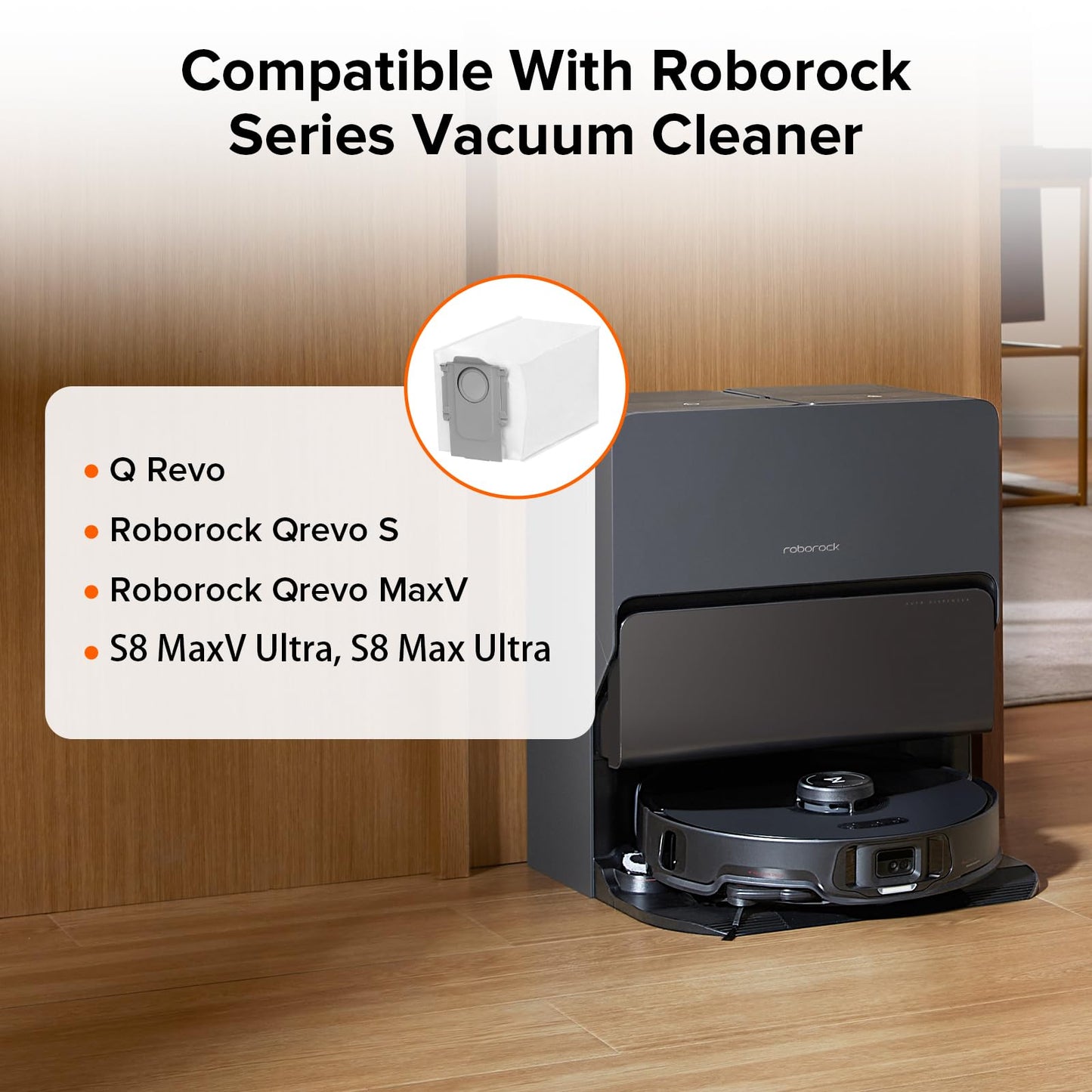 roborock 6 Packs Disposable Dust Bags for QRevo series S8MaxVUltra, S8MaxUltra, QrevoMaxV, QrevoPro, Qrevo Curv CurvX, QrevoCurvS5X,QrevoEdge,Saros10series,Qrevo Slim, QrevoEdgeS5A,QV 35A Robot Vacuum（副本）