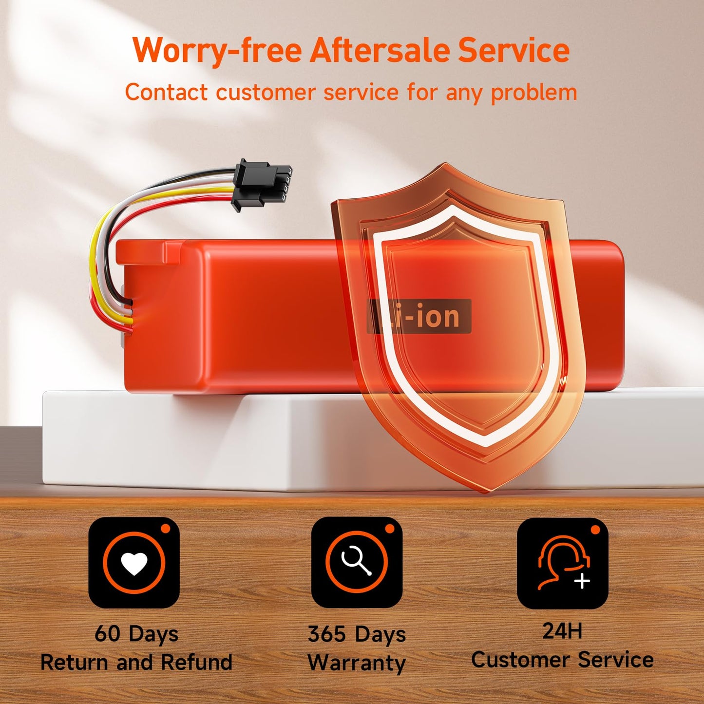 Replacement Battery for Roborock S4 S5 S6 S7 S8 Q5 Q7 series robot vacuum, 14.4V 6700mah