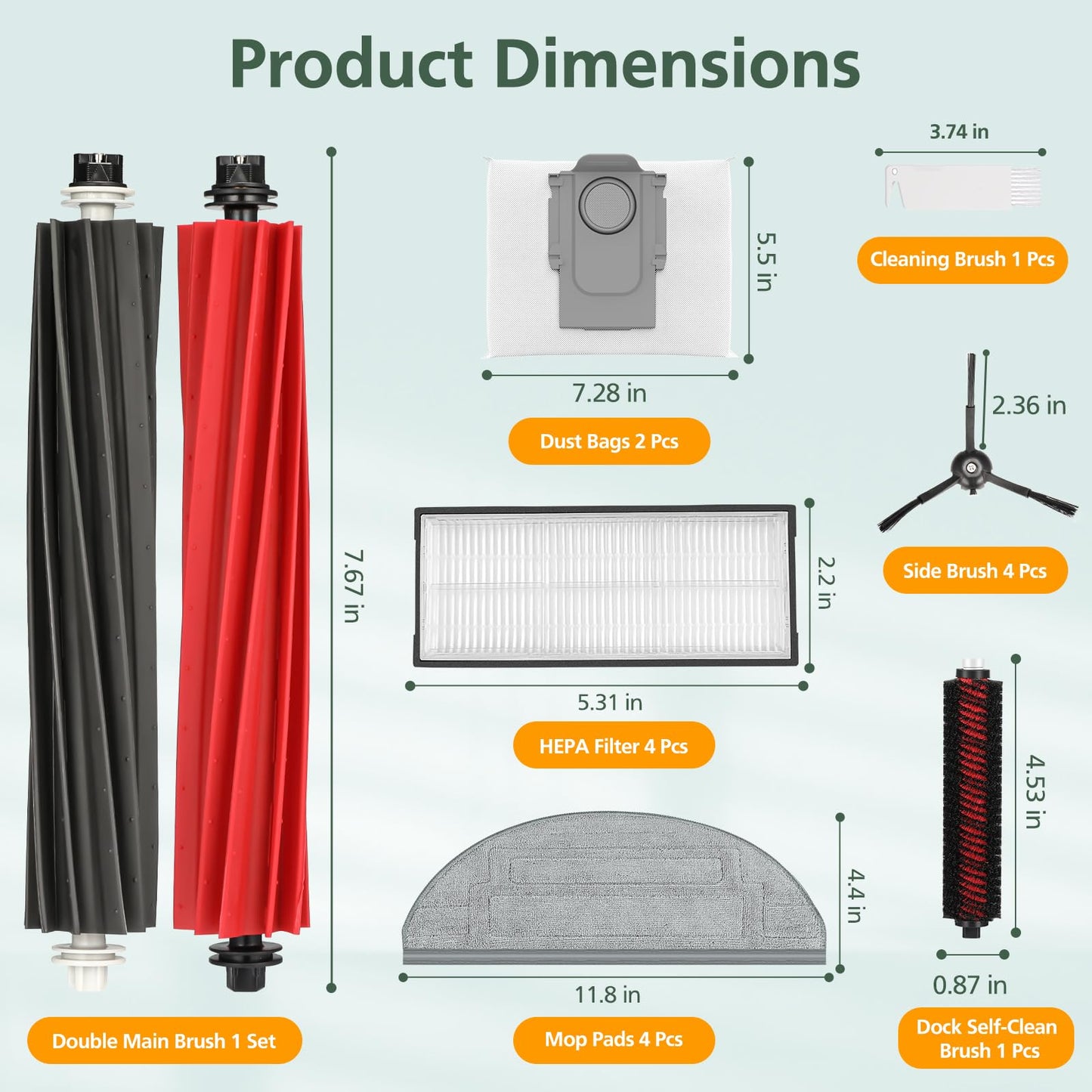 Accessories Kit Compatible with Roborock S8 Pro Ultra Robot Vacuum Cleaner（18 Pcs）