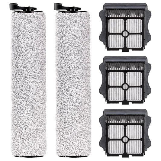(5 Pieces) Replacement Brush Rollers and HEPA Filters Compatible with Tineco Floor One S3/ iFloor 3 Cordless Wet Dry Vacuum Cleaner, Replacement Parts Accessories Kit, 2 Main Brushes, 3 HEPA Filters