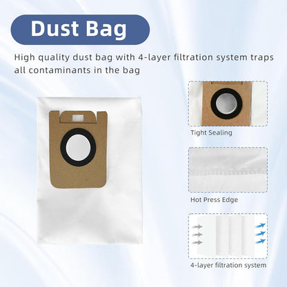 Accessories Compatible for Dreame D10 Plus RLS3D Spare Parts, 1 Main Brush 4 Side Brushes 4 HEPA Filters 4 Mop Pads 2 Dust Bags Replacement Parts