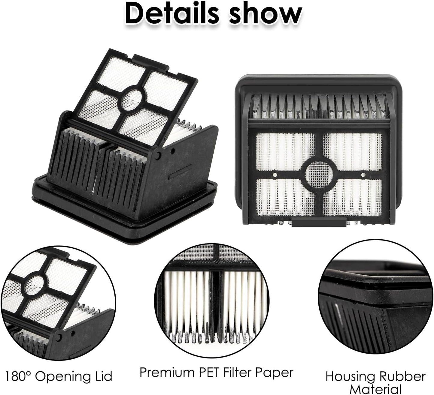 (5 Pieces) HEPA Filters Compatible for Dreame H12 Pro/ H13 Pro/ H12 DUAL/ M12 Wet Dry Vacuum Cleaner Filter Kit, Replacement Parts 5 Filters (Note: Not applicable to H12)