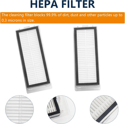Replacement Parts for Dreame L20 Ultra / L30 Ultra Robot Vacuum Cleaner, 1 Main Brush, 4 Dust Bags, 4 Mop Pads, 2 HEPA Filters, 4 Side Brushes
