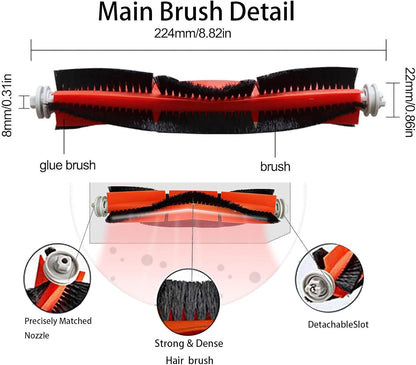 Replacement Parts For Dreametech W10 Pro/W10 Robot Vacuum Accessories kit; 1 Main Brush 2 Side Brush 2 Filter 2 Mop Pad 1 Mop Pad Bracket