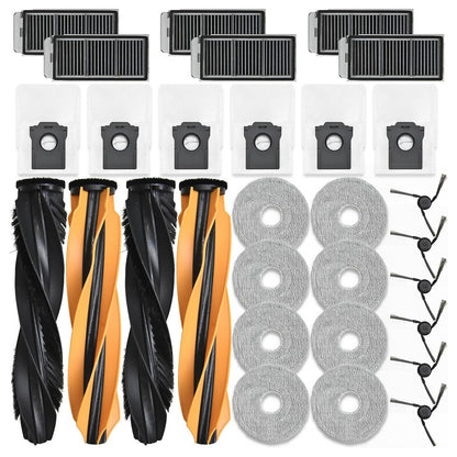 Accessories Replacement Parts Compatible with Dreame X50 Ultra/ L50 Ultra/ L40s Pro Ultra and Mova V50 Ultra Robot Vacuum Cleaner,4 Rubber Main Brush,6 Filters,6 Dust Bags,8 Mop Pads,6 Side Brushes