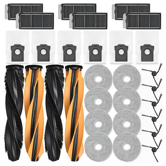 Accessories Replacement Parts Compatible with Dreame X50 Ultra/ L50 Ultra/ L40s Pro Ultra and Mova V50 Ultra Robot Vacuum Cleaner,4 Rubber Main Brush,6 Filters,6 Dust Bags,8 Mop Pads,6 Side Brushes