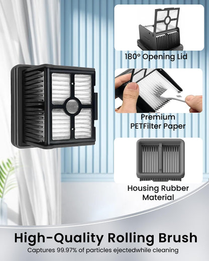 (6pcs) Replacement Brush Rollers And HEPA Filters For Dreame H12 Pro/ H12 Dual Wet Dry Vacuum Cleaner, Compatible Replacement Parts Accessories Kit Inclue 3 Vacuum Filter, 2 Brush Rollers