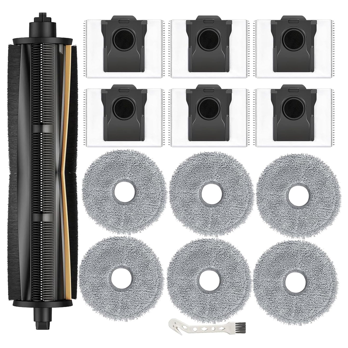 TriCut Brush Replacement Kit for Dreame X40 Ultra, X30 Ultra, L30 Ultra, L10s Ultra, L20 Ultra, L10s Pro Ultra, L40 Ultra Vacuum Cleaner, Accessories with Main Brush, Mop Pads, Dust Bags