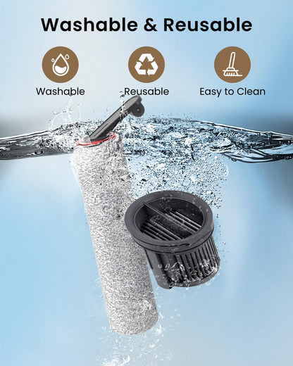 (6pcs) Replacement Brush Rollers And HEPA Filters For Dreame H14/H14 Pro/H14 Dual Wet Dry Vacuum Cleaner, Compatible Replacement Parts Accessories Kit Inclue 3 Vacuum Filter, 2 Brush Rollers