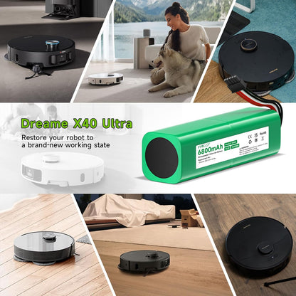 for Dreame X40 Ultra Battery,14.4V 6800mAh High-Capacity Replacement Battery for Dreame X40 Ultra / L40 Ultra / X40 Master / W20Pro Ultra / W20 Pro Ultra/Bot X30 Ultra / R2416-4S2P-HPLS